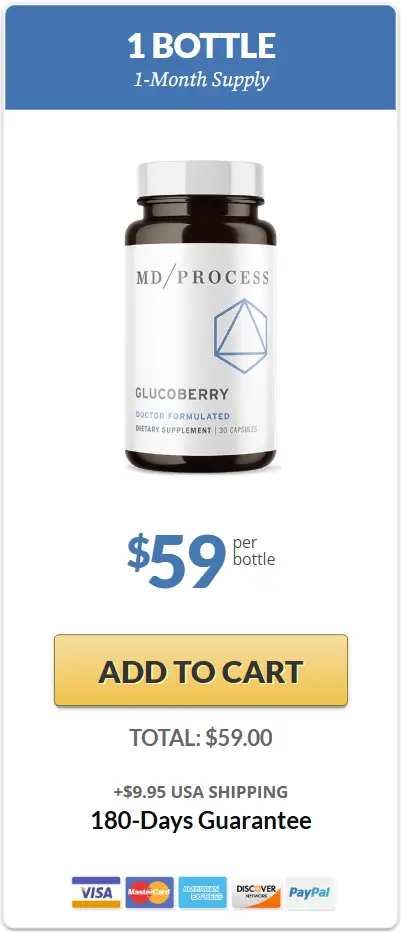 Buy GlucoBerry 1 bottle — 30 day supply blood sugar support, $59 per bottle